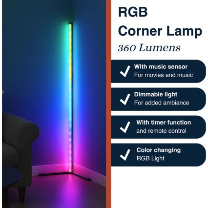 Grundig - LED RGBW aptumšojama grīdas lampa LED/6W/230V + tālvadības pults