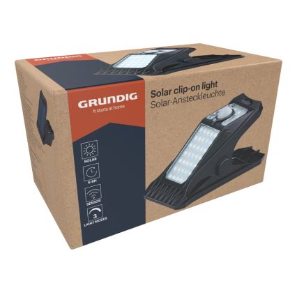 Grundig - LED Saules enerģijas lampa ar sensoru CLIP-ON LED/9W/3,7V IP44