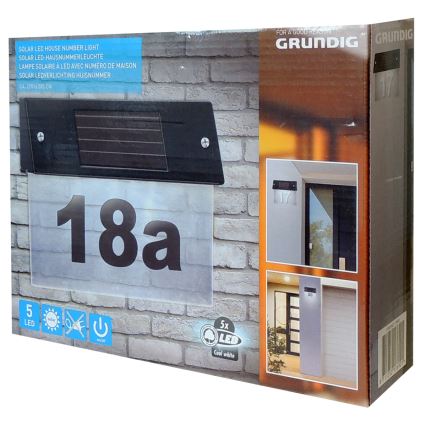 Grundig - LED Saules enerģijas mājas numurs ar sensoru LED/1,2V IP44