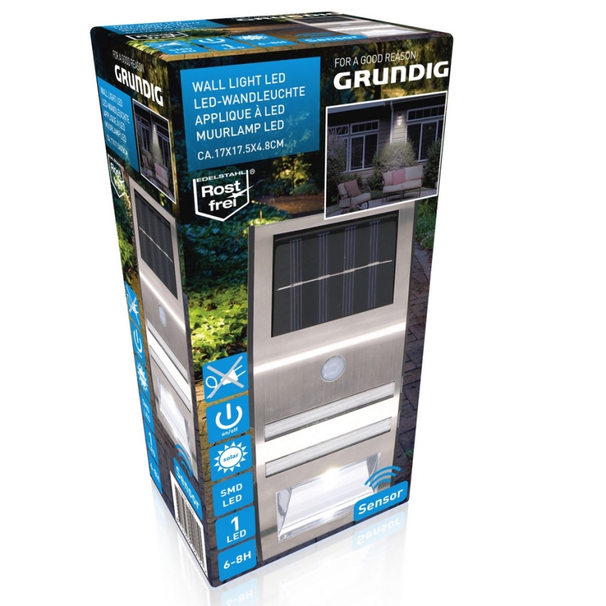 Grundig - LED Saules enerģijas sienas lampa ar sensoru LED/1xAA 600mAh IP64