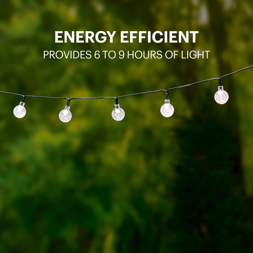 Grundig - LED Saules enerģijas virtene 50xLED/8 funkcijas 6,9m silti balta