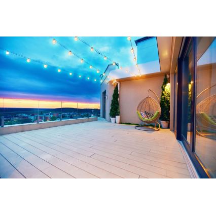 Grundig - LED saules virtene ar regulējamu spilgtumu 50 LED/8 režīmi 9,35 m siltā balta 1200 mAh IP44 + tālvadība