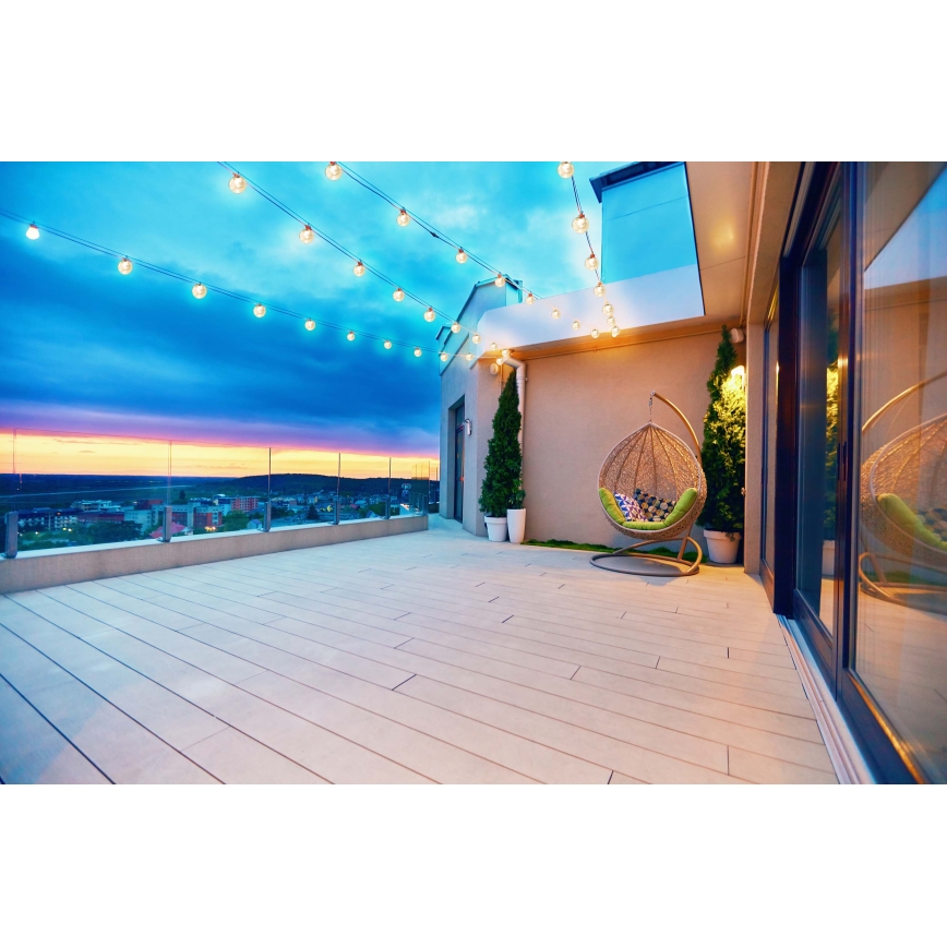 Grundig - LED saules virtene ar regulējamu spilgtumu 50 LED/8 režīmi 9,35 m siltā balta 1200 mAh IP44 + tālvadība