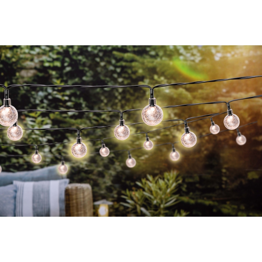 Grundig - LED saules virtene ar regulējamu spilgtumu 50 LED/8 režīmi 9,35 m siltā balta 1200 mAh IP44 + tālvadība