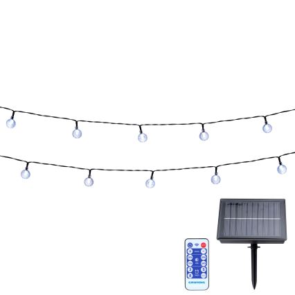 Grundig - LED saules virtene ar regulējamu spilgtumu 50 LED/8 režīmi 9,35 m siltā balta 1200 mAh IP44 + tālvadība
