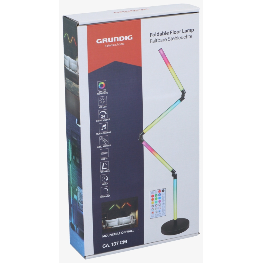 Grundig - LED RGB aptumšojama grīdas lampa 2 vienā LED/230V + tālvadības pults
