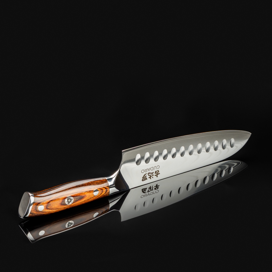 Gudaro - Damaskas Santoku virtuves nazis FENG 7,5, 67 slāņu tērauds, garums 18 cm