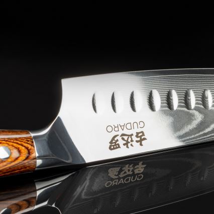 Gudaro - Damaskas Santoku virtuves nazis FENG 7,5, 67 slāņu tērauds, garums 18 cm