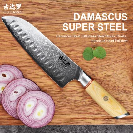 Gudaro - Damaskas Santoku virtuves nazis HIKARI 7, 67 slāņu tērauds, garums 17,5 cm