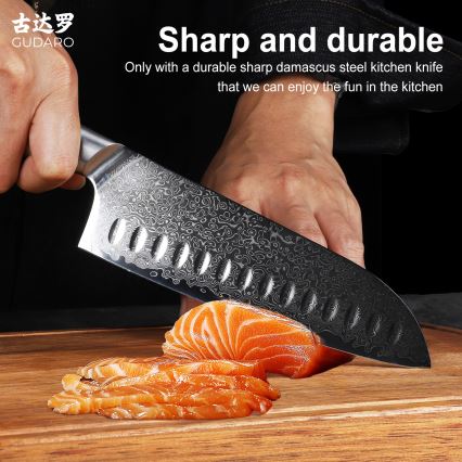 Gudaro - Damaskas Santoku virtuves nazis HIKARI 7, 67 slāņu tērauds, garums 17,5 cm