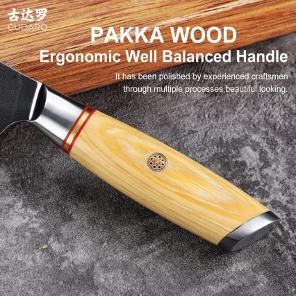 Gudaro - Damaskas Santoku virtuves nazis HIKARI 7, 67 slāņu tērauds, garums 17,5 cm