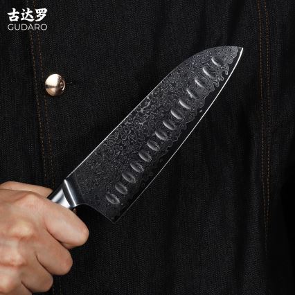 Gudaro - Damaskas Santoku virtuves nazis HIKARI 7, 67 slāņu tērauds, garums 17,5 cm