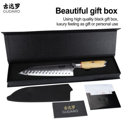 Gudaro - Damaskas Santoku virtuves nazis HIKARI 7, 67 slāņu tērauds, garums 17,5 cm