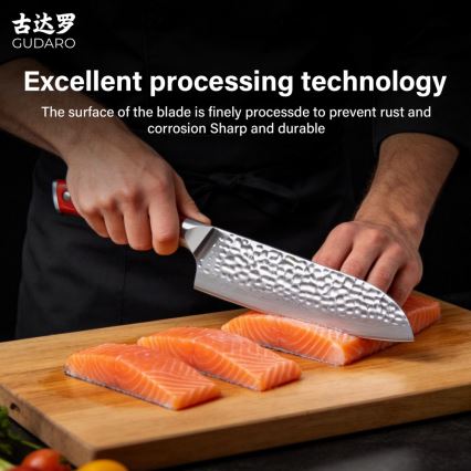 Gudaro - Damaškas Santoku virtuves nazis MIYABI 7, no 67 slāņu tērauda, asmens garums 17,5 cm