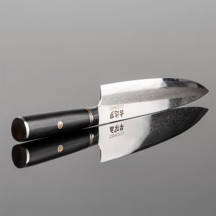 Gudaro - Damaskas tērauda šefpavāra nazis AKIRO 8, ar 67 tērauda slāņiem, asmens garums 20 cm, melns
