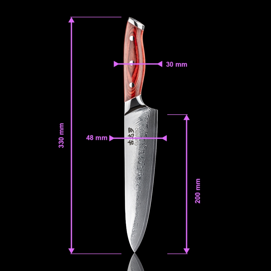 Gudaro - Damaskas šefpavāra nazis KENSHO 8, 67 slāņu tērauds, asmens garums 20 cm