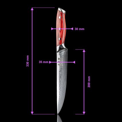 Gudaro - Damaskas šķēlēšanas nazis KENSHO 8, 67 slāņu tērauda, garums 20 cm