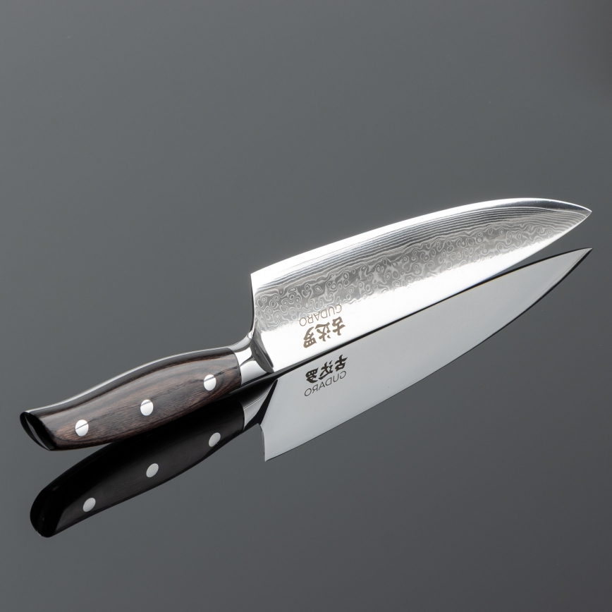Gudaro - Damaskas tērauda šefpavāra nazis SHIRO 8, 67 slāņu, garums 20 cm