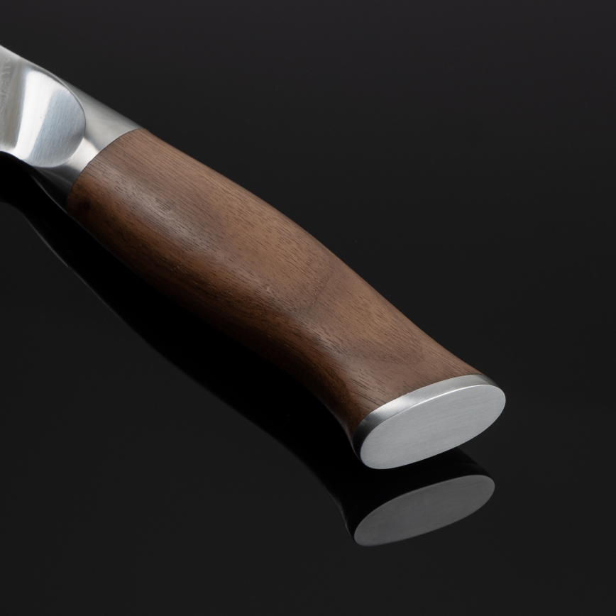 Gudaro - Damaskas tērauda Santoku virtuves nazis TAKUMI 7, 67 slāņu asmens, asmeņa garums 17,5 cm, valrieksta rokturis
