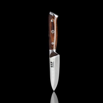 Gudaro - KOMPLEKTS 1x damaskas tērauda šefpavāra nazis FENG 8, ar 67 slāņiem tēraudā, garums 20 cm + 1x damaskas tērauda Santoku virtuves nazis FENG 7,5, ar 67 slāņiem tēraudā, garums 18 cm + 1x BEZMAKSAS damaskas tērauda virtuves nazis FENG 3,5, 