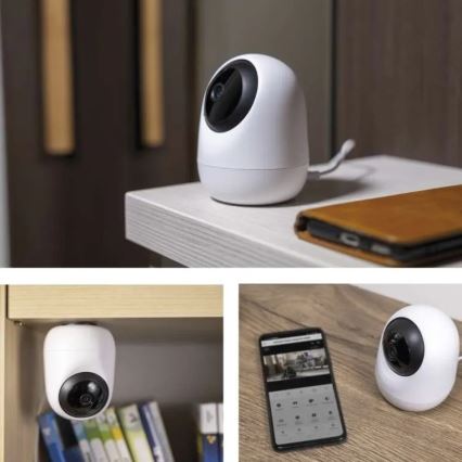 Gudrā iekštelpu rotējošā kamera ar kustības sensoru GoSmart 5V Wi-Fi Tuya balta