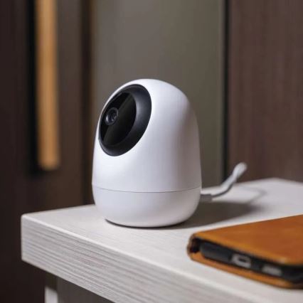 Gudrā iekštelpu rotējošā kamera ar kustības sensoru GoSmart 5V Wi-Fi Tuya balta