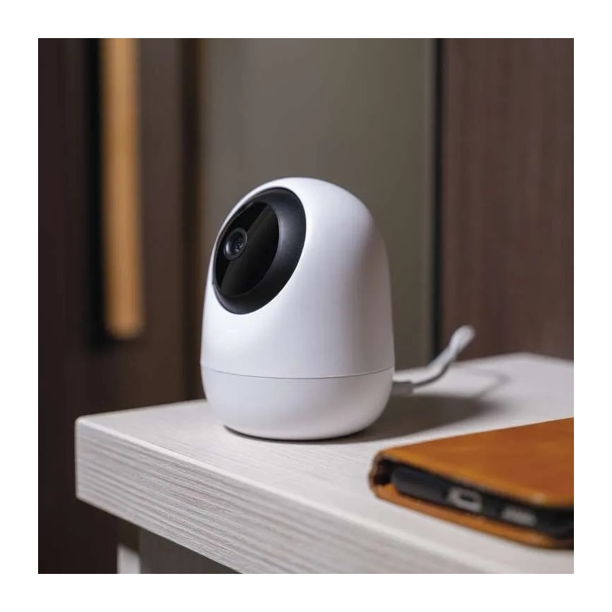 Gudrā iekštelpu rotējošā kamera ar kustības sensoru GoSmart 5V Wi-Fi Tuya balta