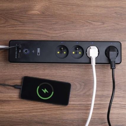 Gudrs pagarinātājs ar slēdzi GoSmart 4Z + 1xUSB-A + 1xUSB-C 2 m Wi-Fi Tuya