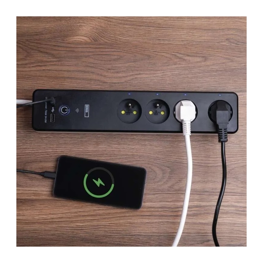 Gudrs pagarinātājs ar slēdzi GoSmart 4Z + 1xUSB-A + 1xUSB-C 2 m Wi-Fi Tuya