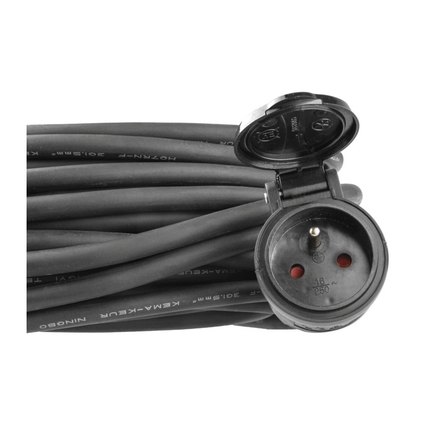 Gumijas pagarinājuma kabelis, 1 kontaktligzda, 20 m, IP44