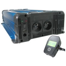 Hadex - Sprieguma pārveidotājs 3000W/12/230V + vadu tālvadības pults