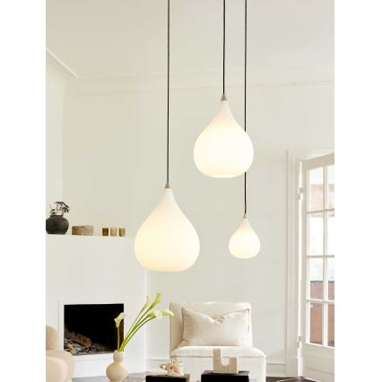Halo Design 407931 - Karājamā lampa uz troses DROPS 1xE27/40W/230V Ø 30 cm balta/matēts hroms