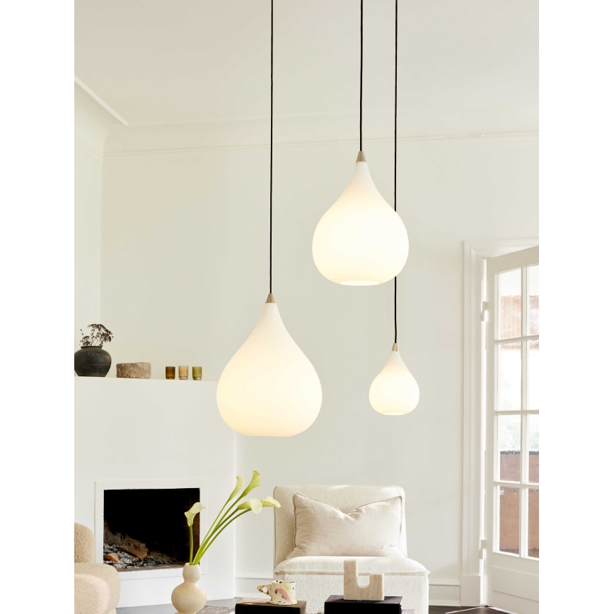 Halo Design 407931 - Karājamā lampa uz troses DROPS 1xE27/40W/230V Ø 30 cm balta/matēts hroms
