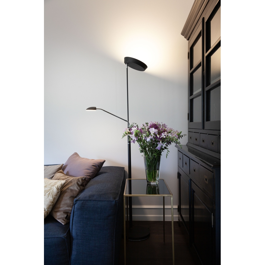 Halo Design 716067 - LED regulējama grīdas lampa VEGAS LED/20W/230V + LED/5W melna/spīdīgs hroms