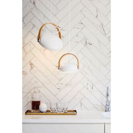 Halo Design 734337 - pakaramā lampa uz kabeļa DC 1xE27/40W/230V Ø 26 cm balta/ozols