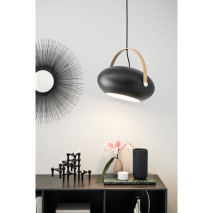 Halo Design 734382 - Pakaramā lustra uz troses DC 1xE27/40W/230V Ø 40 cm melna/ozols