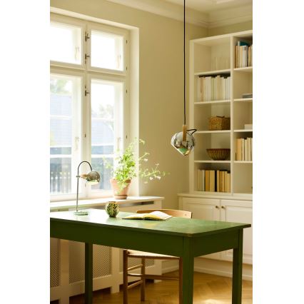 Halo Design 734443 - Pakaramā lampa ar kabeli DC 1xE27/40W/230V Ø 18 cm spīdīgs hroms/ozols