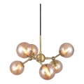 Halo Design 736560 - Pakaramā lustra ATOM uz kabeļa 6xG9/28W/230V Ø 45 cm misiņš/dūmakaina bēša