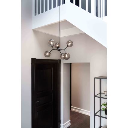 Halo Design 738823 - Lustra ar vadu ATOM 6xG9/28W/230V Ø 57 cm melna/dūmakaini melna