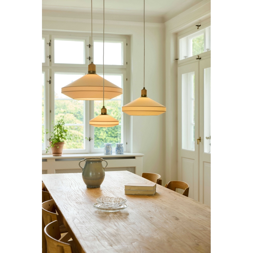 Halo Design 744305 - Griestu lampa uz vada PARIS 1xE27/40W/230V Ø 56 cm krēmkrāsas/misiņš/ozols