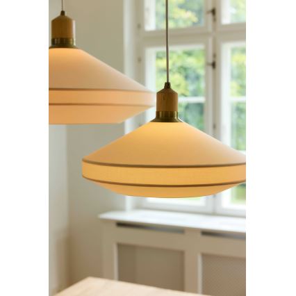 Halo Design 744305 - Griestu lampa uz vada PARIS 1xE27/40W/230V Ø 56 cm krēmkrāsas/misiņš/ozols