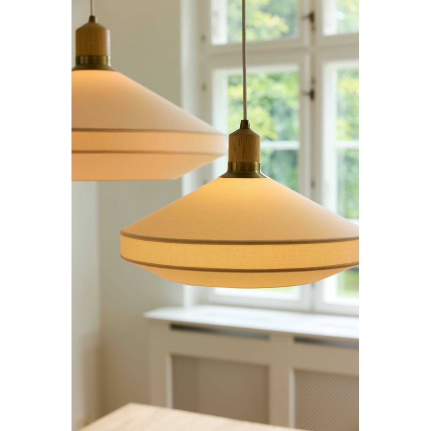 Halo Design 744305 - Griestu lampa uz vada PARIS 1xE27/40W/230V Ø 56 cm krēmkrāsas/misiņš/ozols