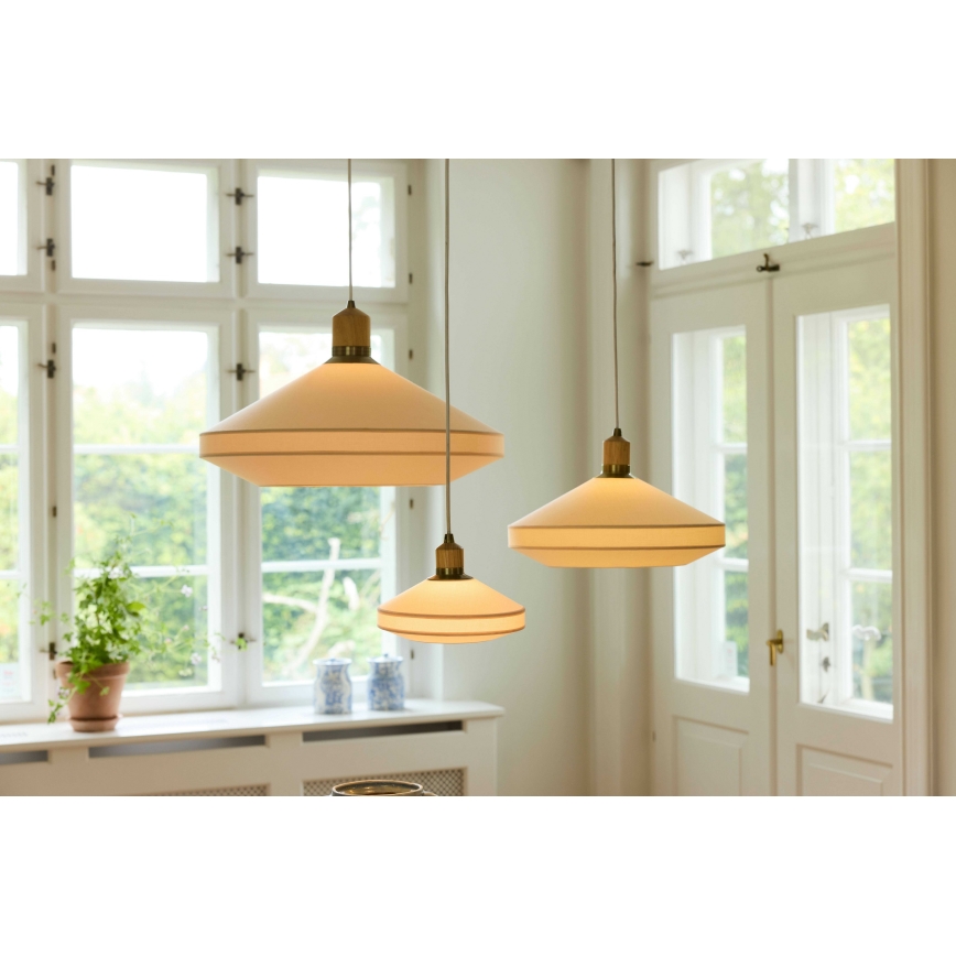 Halo Design 744305 - Griestu lampa uz vada PARIS 1xE27/40W/230V Ø 56 cm krēmkrāsas/misiņš/ozols
