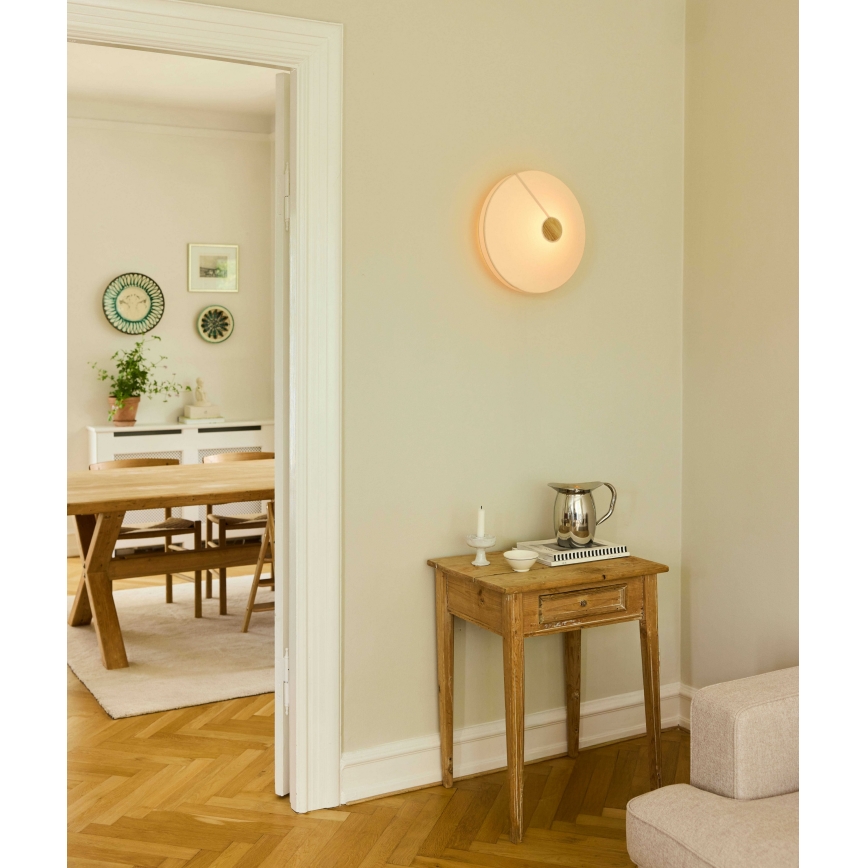 Halo Design 745111 - Sienas gaismeklis PARIS, 1xE27/40W/230V, Ø 56 cm, krēmkrāsa/ozols