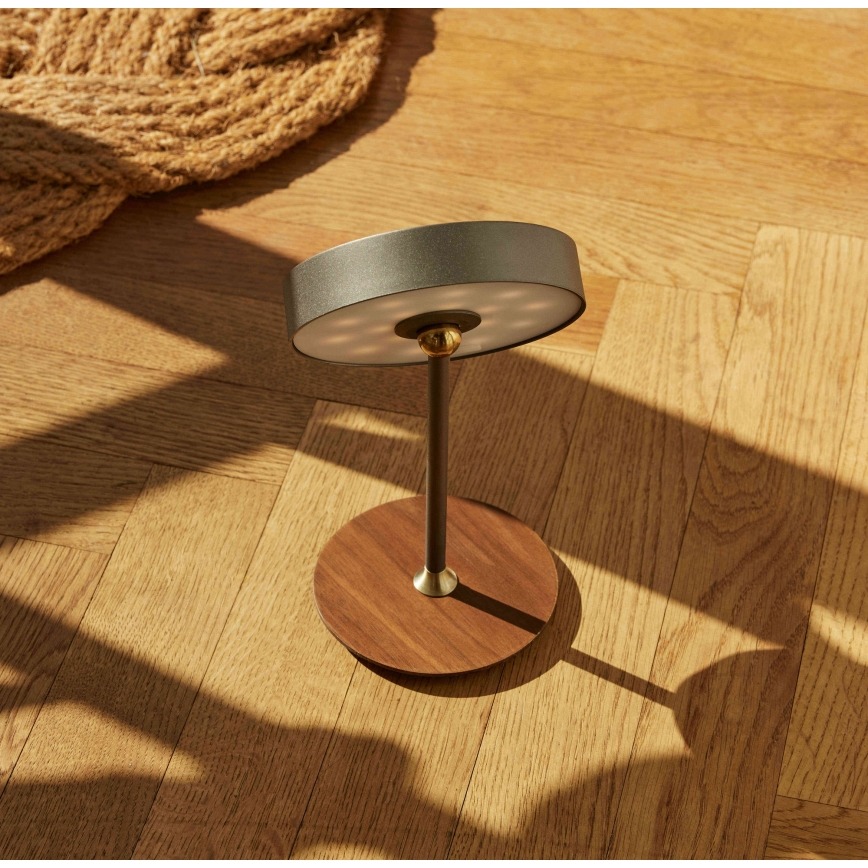 Halo Design 745791 - uzlādējamā, ar regulējamu spilgtumu LED galda lampa ON THE MOVE LED/2,5W/4000 mAh pelēka/koka