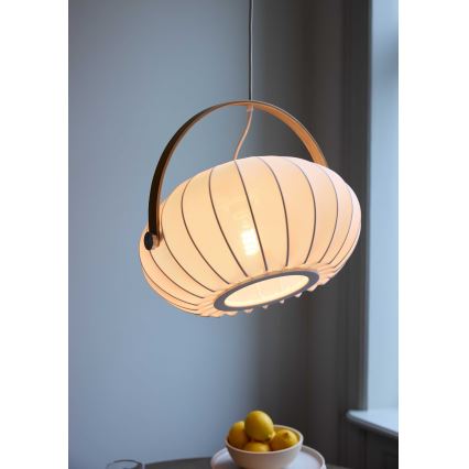 Halo Design 746347 - Pakaramā lustra uz vada DC, 1xE27/40W/230V, Ø 40 cm, balta/ozols