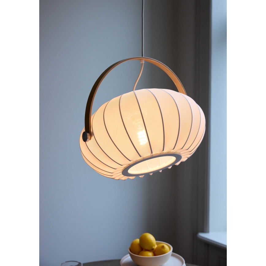 Halo Design 746347 - Pakaramā lustra uz vada DC, 1xE27/40W/230V, Ø 40 cm, balta/ozols