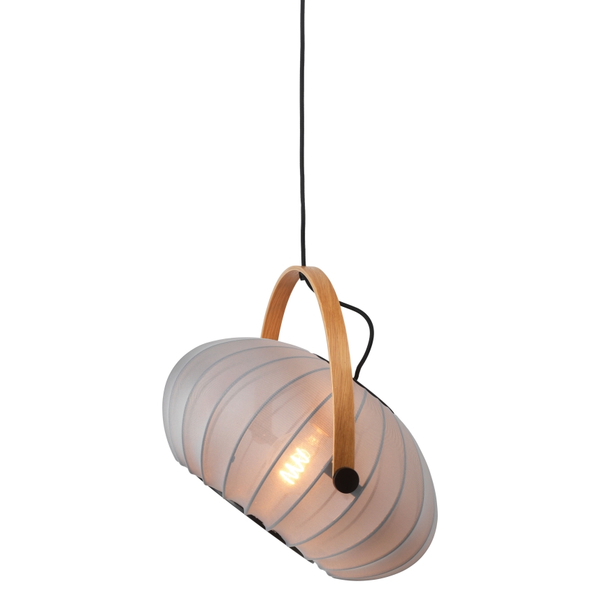 Halo Design 746354 - Pakaramā lampa DC uz vada 1xE27/40W/230V Ø 40 cm pelēka/ozola