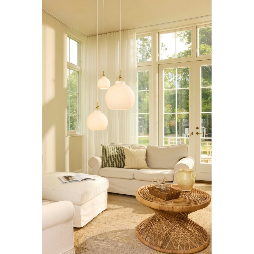 Halo Design 747993 - Pakaramais gaismeklis TOSCANA ar kabeli 1xE27/40W/230V Ø 27 cm krēmkrāsa/misiņš