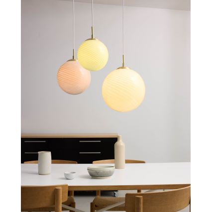 Halo Design 748488 - Piekaramā lampa CANDY 1xE27/25W/230V Ø 25 cm rozā/misiņš